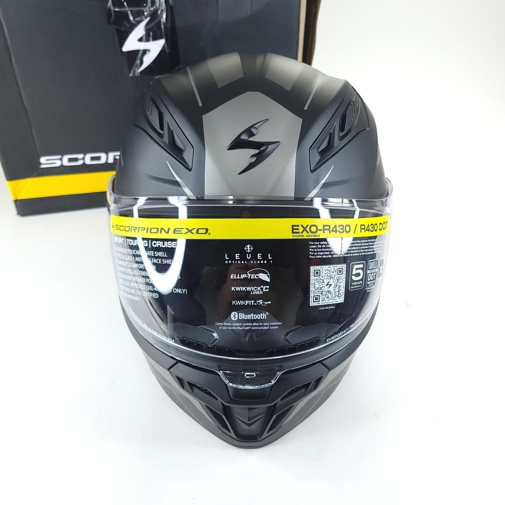 Scorpion EXO-R430 Motorcycle Helmet Adult XL Matte Black with Gray Trim Phantom